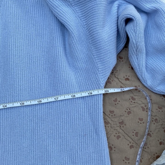 French Connection Caballo floral lace sleeve sweater in light blue size L - Picture 10 of 10